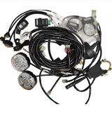 Road Legal Kit for Kawasaki Mule SX ATV by Quadtech UK with two round LED lights and wiring harness.