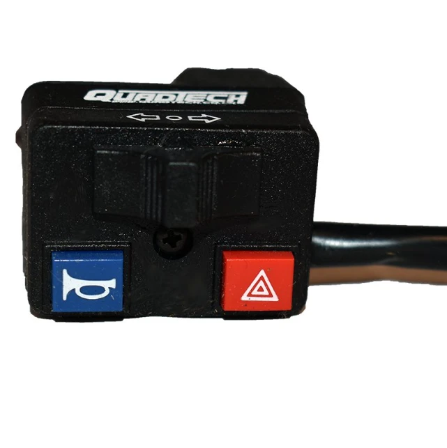 Quadtech road-legal conversion kit switch panel for Yamaha Grizzly 700; blue horn and red hazard buttons