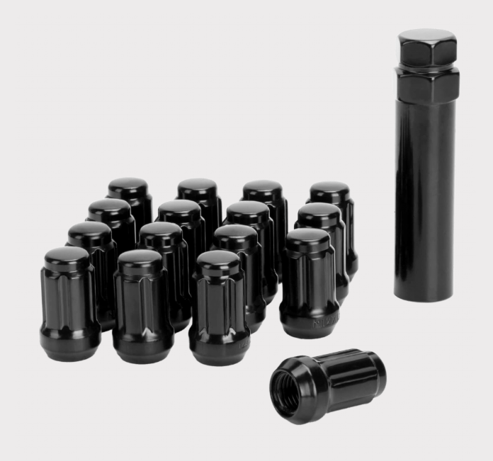 Valor 12x1.5 Lug Kit for ATV/UTV wheels, 4-lug, gloss black finish with valve stems