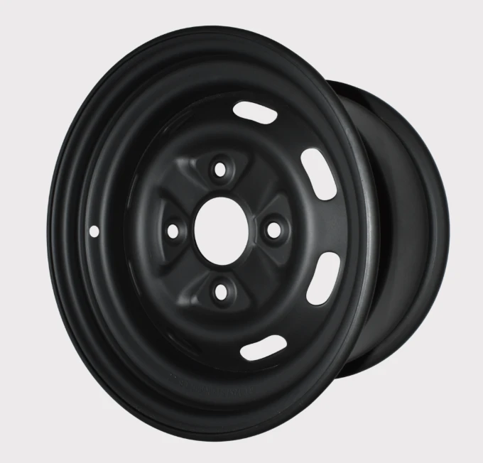 2x ATV City matte black steel rims for ATVs, 12x7.5, 4/110 PCD rear IRS UK fitment
