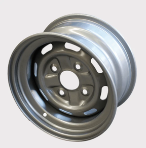 Silver steel rim, 12x6, 4x110 PCD, +15 offset, front ATV wheel for Honda TRX, Suzuki, Yamaha
