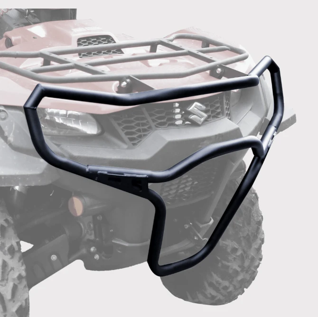 Hyper Front Bumper Kit for Suzuki King Quad 500/750 (2019-2026), black powder-coated steel, protects lights