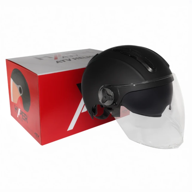 Hyper A3V ATV helmet, size L (58-61 cm), black with clear visor