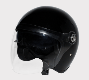 Hyper open-face helmet, black with clear visor, size M (57–58 cm), ECE 22-06