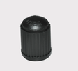 Tyre valve cap, black plastic, ribbed design for ATV/UTV