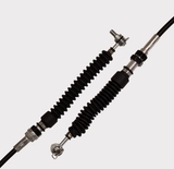 Shift Cable Base for Can-Am Traxter 2016-2019, pair of black rubber accordion-covered cables with metal fittings