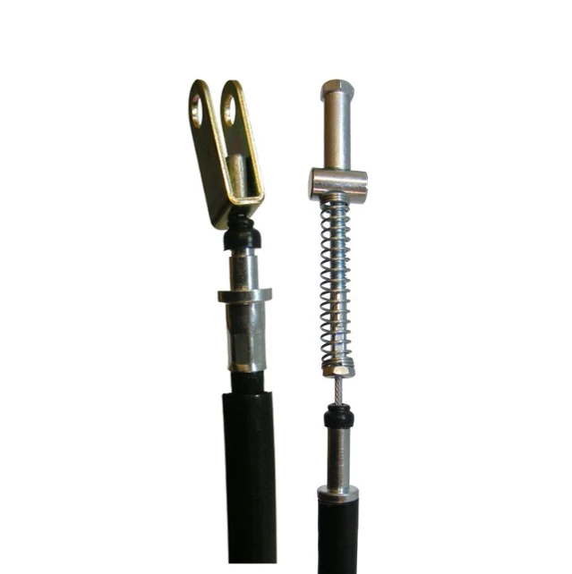Foot brake cable assembly for Kawasaki KLF 300 C Bayou 4x4 (2 pieces); rear direct-fit, metal components with spring.