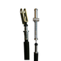 Foot brake cable assembly for Kawasaki KLF 300 C Bayou 4x4 (2 pieces); rear direct-fit, metal components with spring.