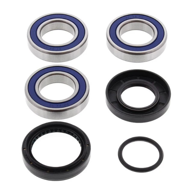 Hyper rear wheel bearing and seal kit for Honda TRX 250 Recon rear wheel (1997–2011), six-piece blue-sealed bearings.