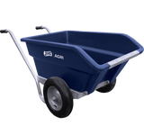 JFC Agri 250L tipping wheelbarrow in blue, heavy-duty polyethylene with dual pneumatic wheels