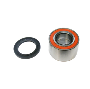 Front wheel bearing kit (two-piece) with silver bearing and orange seal, plus black rubber seal