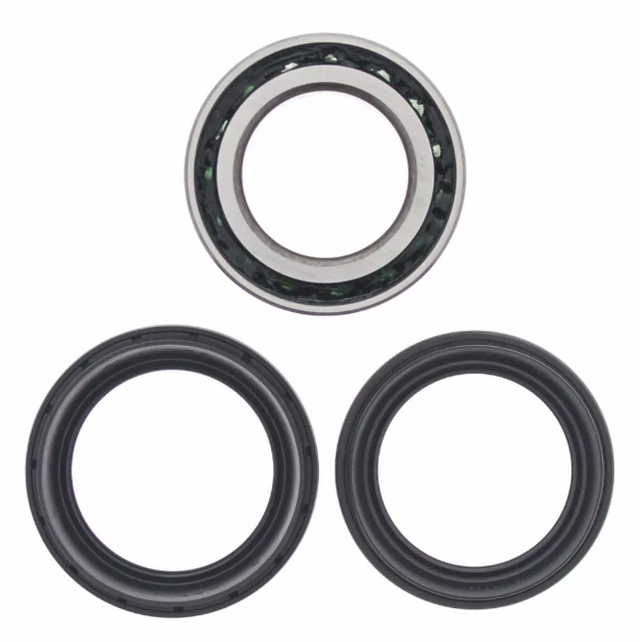 Rear wheel bearing kit, three-piece set with metal bearing and black seals