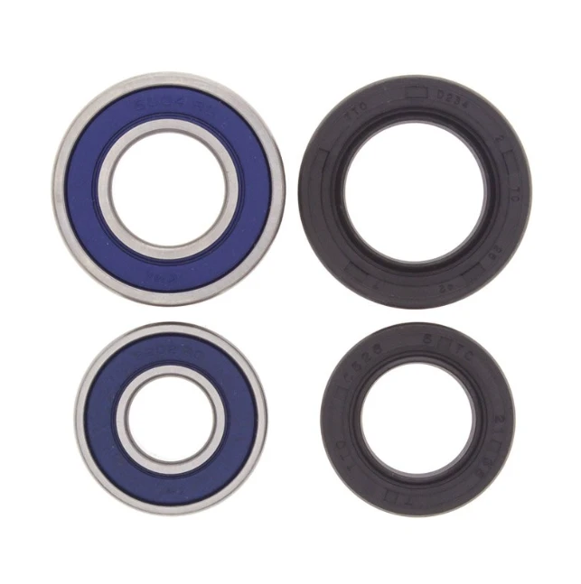Front wheel bearing and seal kit for Yamaha YFM600/Grizzly 1999–2001 and YFM660 2002 by ATV City; 4-piece set with blue bearings and black seals