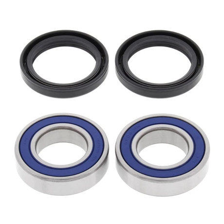 Wheel bearing and seal kit for Kawasaki, Triumph and Yamaha motorcycles; four-piece front & rear kit with blue seals