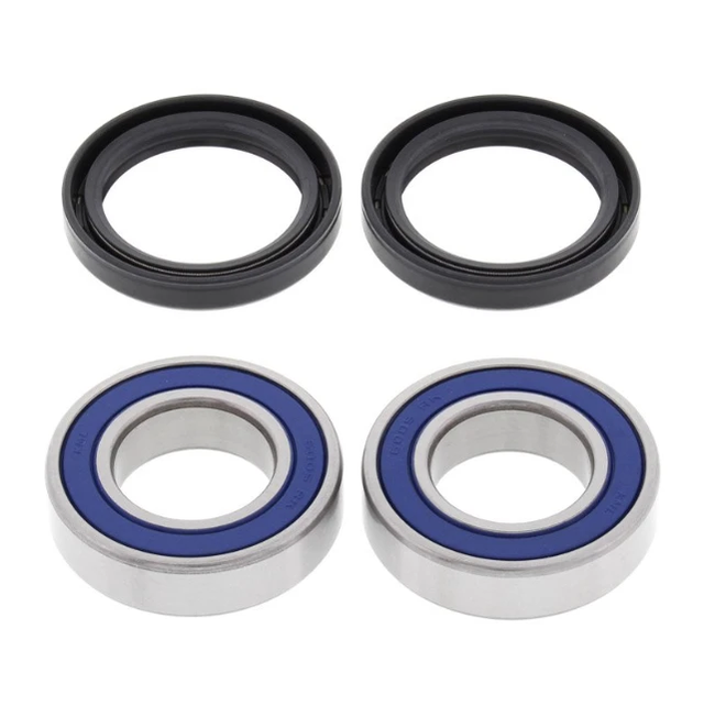 Wheel bearing and seal kit for Kawasaki, Triumph and Yamaha motorcycles; four-piece front & rear kit with blue seals