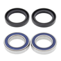 Wheel bearing and seal kit for Suzuki LT50 rear wheel hub; two black seals and two blue-ring bearings.