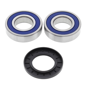 Polaris rear wheel bearing kit with 2 silver bearings featuring blue seals and a black seal