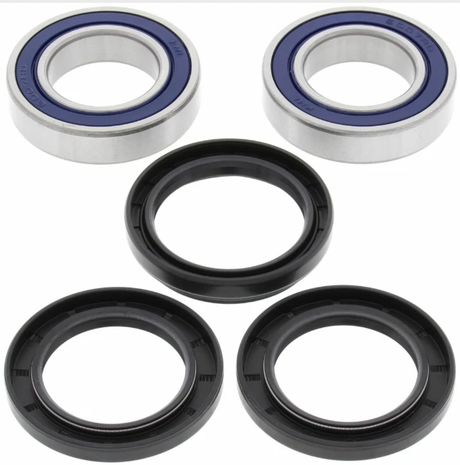 ATV rear wheel bearing kit; Honda/Suzuki compatibility; five-piece set with two silver bearings and three black seals