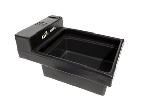 JFC Agri 53L single black plastic water trough with brass float valve for calves and sheep