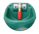 JFC Agri Nose Fill Drink Bowl, green wall-mounted livestock waterer with red valve