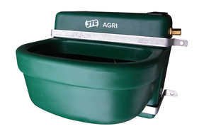 JFC Agri Stable Drinker drinking bowl with brass float valve, green livestock waterer 395x400x340mm
