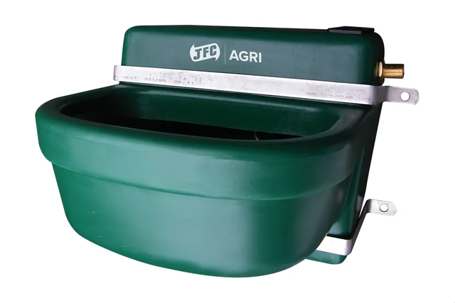 JFC Agri Stable Drinker drinking bowl with brass float valve, green livestock waterer 395x400x340mm