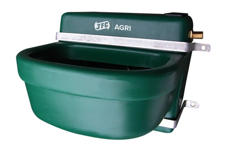 Drinking bowl by JFC Agri, 16L green livestock waterer with brass float valve