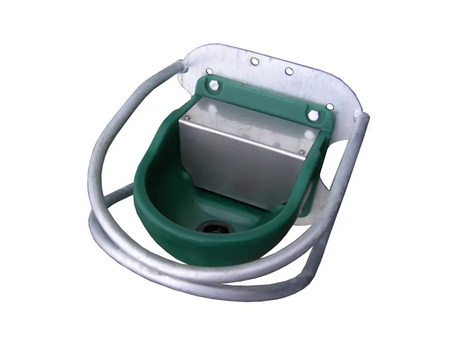 JFC Agri mounting and protection bracket for DBL4/DBL8 drink bowls, galvanised steel with green bowl