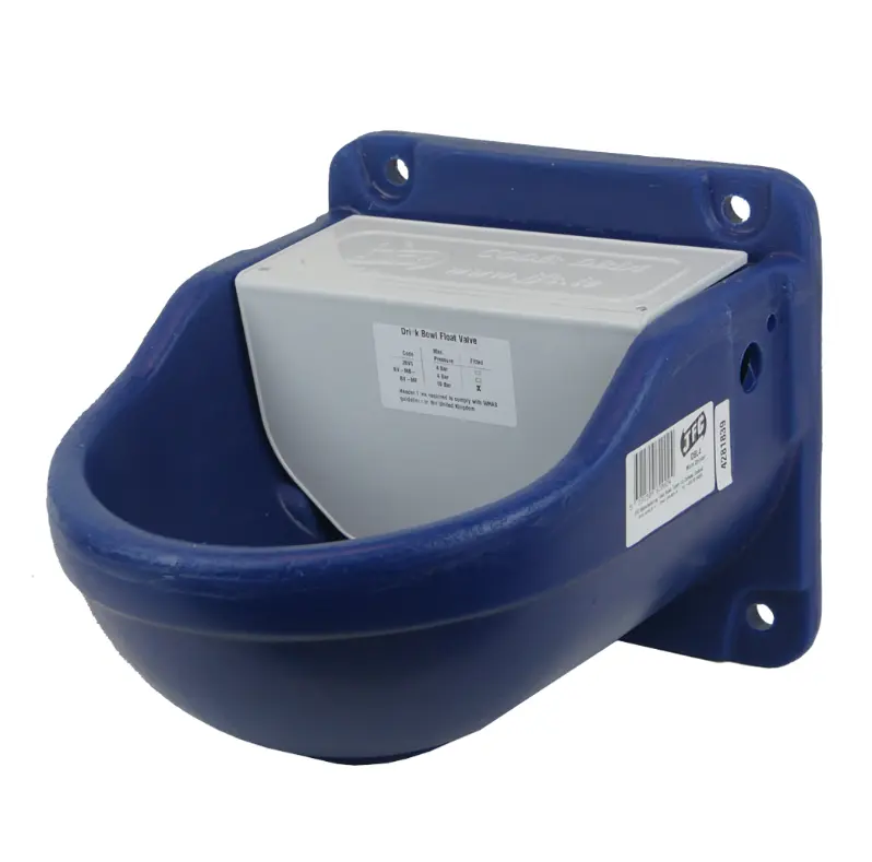 JFC Agri Micro Drink Bowl Blue, plastic livestock waterer with Opella valve for easy drinking.