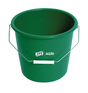 Calf bucket 2 gal, green by JFC Agri; unbored feed bucket with metal handle.
