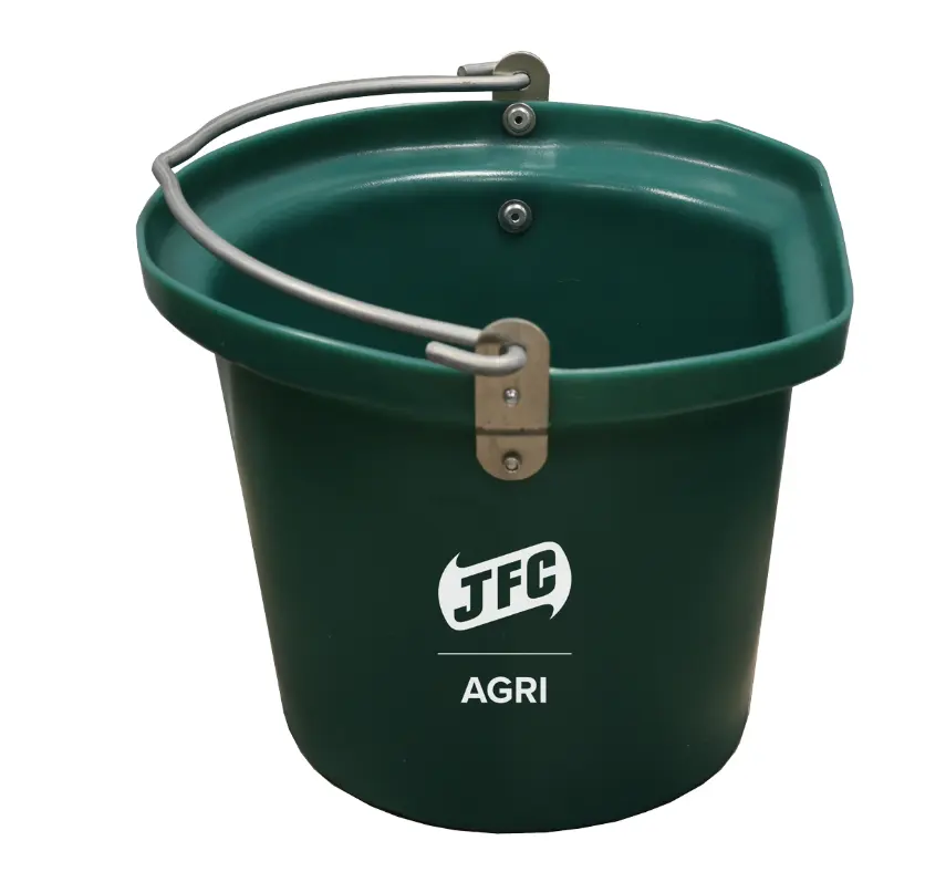 JFC Agri Green Flat Back Bucket 14L | Flat Back Stable Bucket With Notched Handle | EQ6