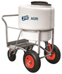 JFC Agri 170L milk kart tank on metal frame with red wheels