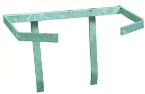 Double Bucket Gate Bracket for livestock feed buckets, green galvanized steel