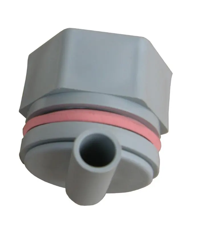 Calf Teat Valve replacement for JFC Agri Livestock Waterers; grey plastic with pink O-ring.