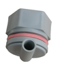 Calf Teat Valve replacement for JFC Agri Livestock Waterers; grey plastic with pink O-ring.