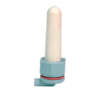 Calf Teat Complete (CTC) by JFC Agri, blue plastic housing with white teat and red gasket.