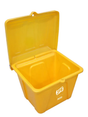 Feed Storage Bin SB100Y, yellow 100L by JFC Agri with lid open