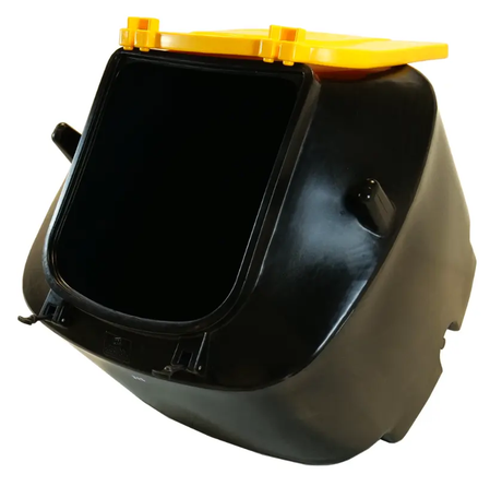 Easy Empty Cubic Metre Meal Bin CMB05 by JFC Agri - black body with yellow lid