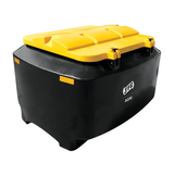 Cubic Metre Meal Bin (CMB04) feed storage bin with black body and yellow lid by JFC Agri for livestock feeders