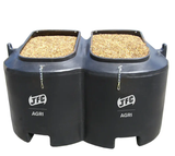 1 Tonne Meal Bin with Lockable Lids, 2-compartment black plastic by JFC Agri