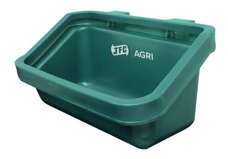 JFC Agri 2ft gate feed trough, 23L, green plastic livestock feeder for indoor/outdoor use