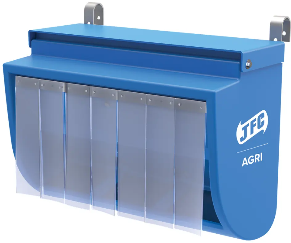 JFC Agri 40kg Mini Creep Feeder gate feeder for calves, blue steel with clear plastic partitions