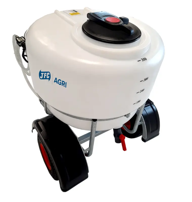 ATV Milk Kart by JFC Agri, white 340 Litre tank, 12V pump, tow-behind calf milk feeder