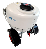 JFC Agri ATV Milk Kart 340 L calf milk feeder on a wheeled cart with JFC Agri logo.