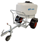 Agri ATV Milk Kart with 340 L white JFC Agri tank on a metal wagon, tow-behind calf milk feeder, CE certified