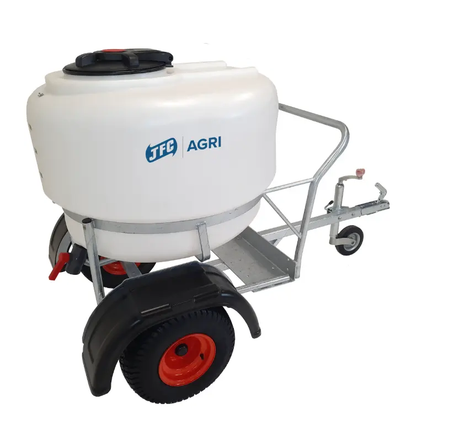 JFC Agri Milk Kart 340 Litre calf milk feeder on metal cart with white tank and red-rim wheels