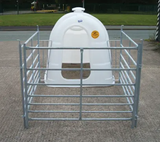 JFC Agri Large White Single Calf Hutch with Penning System, plastic shelter in a metal pen enclosure