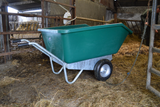 JFC Agri 500L tipping wheelbarrow, green extra-large tub with pneumatic wheel