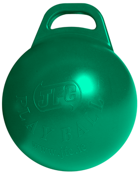 JFC Playball green plastic horse enrichment toy with handle by JFC Agri for haybells, hang or loose