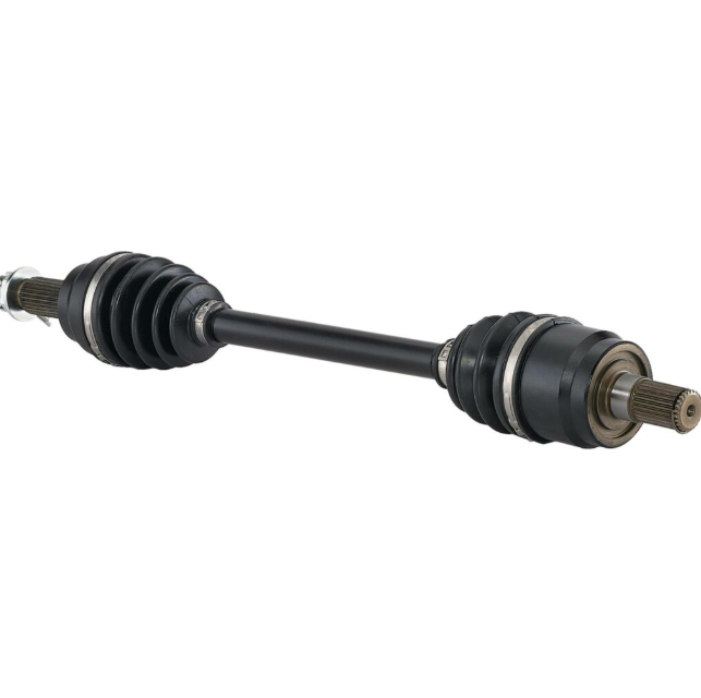 CV driveshaft for Honda Pioneer 520 rear left/right; black steel shaft with rubber CV boots (ATV City)